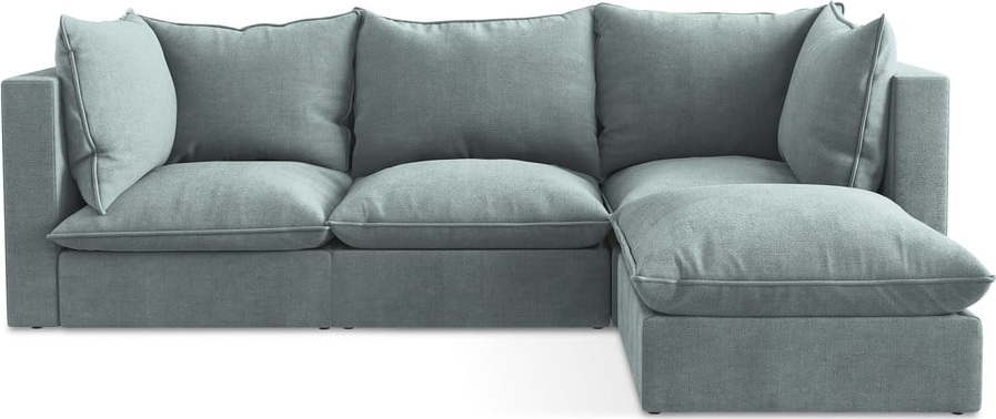 Modrá rohová pohovka (pravý roh/s lenoškou) Manao – Makamii Makamii