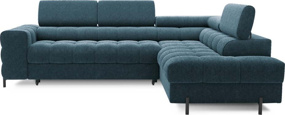 Modrá žinylková rozkládací/s úložným prostorem rohová pohovka (pravý roh/do L) Ferucce – ELTAP ELTAP