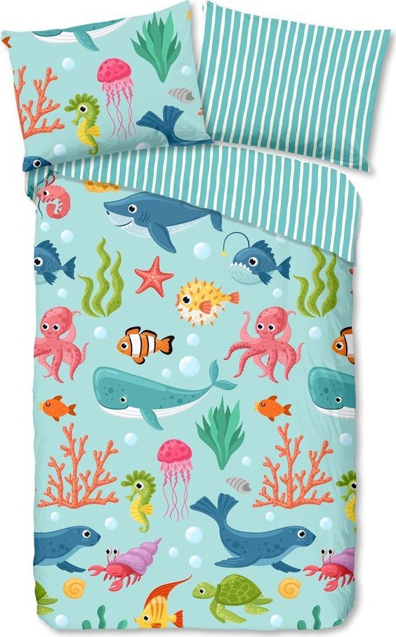 Modré bavlněné dětské povlečení na jednolůžko 140x200 cm Ocean – Good Morning GOOD MORNING
