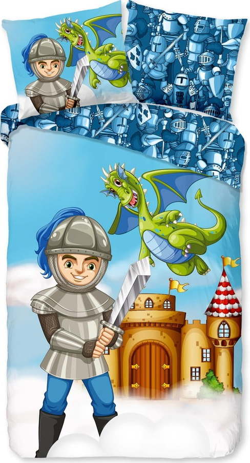 Modré bavlněné dětské povlečení na jednolůžko/prodloužené 140x220 cm Knight – Good Morning GOOD MORNING