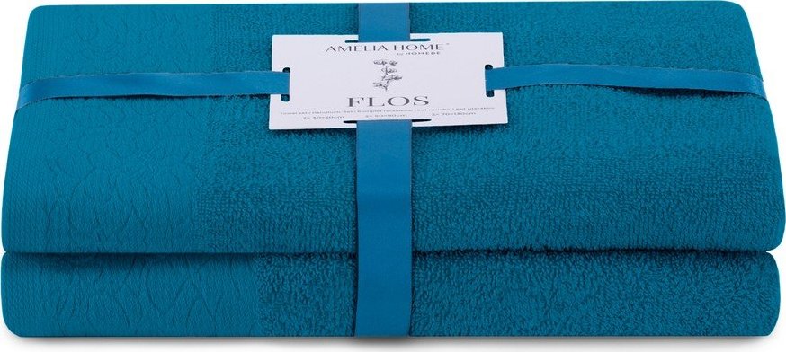 Modré froté bavlněné ručníky a osušky v sadě 2 ks Flos – Restilo Restilo