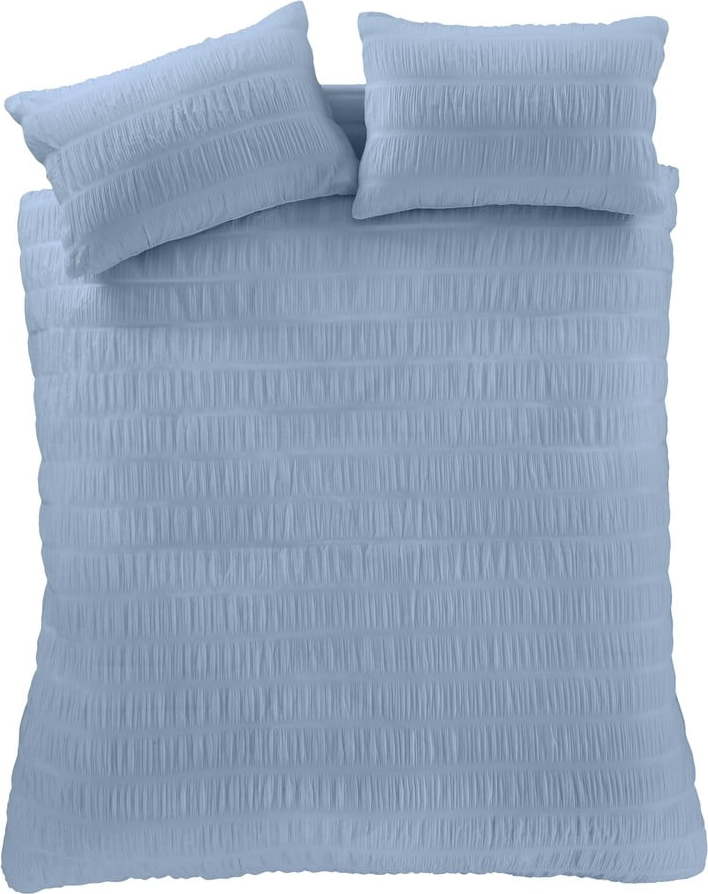 Modré krepové povlečení na dvoulůžko/prodloužené 230x220 cm Seersucker – Catherine Lansfield Catherine Lansfield