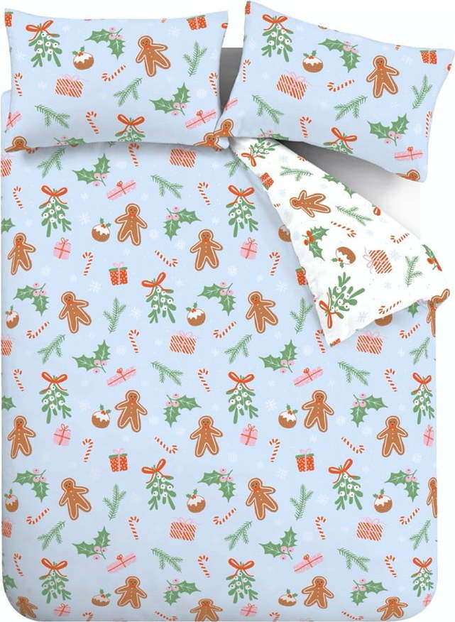 Modré povlečení na dvoulůžko/prodloužené z mikrovlákna 230x220 cm Gingerbread – Catherine Lansfield Catherine Lansfield