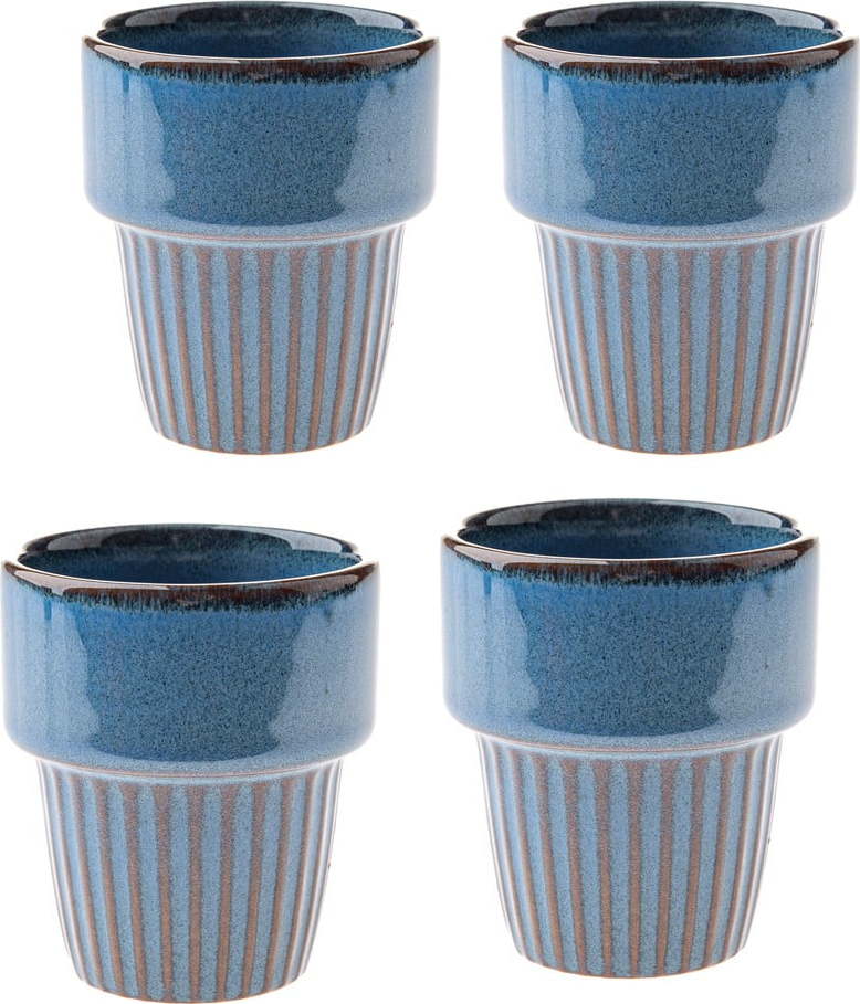 Modré šálky v sadě 4 ks na espresso z kameniny 100 ml Tone – Dakls Dakls