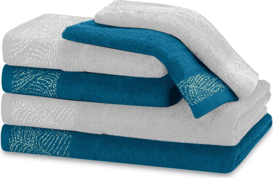 Modré/šedé froté bavlněné ručníky a osušky v sadě 6 ks Bellis – Restilo Restilo