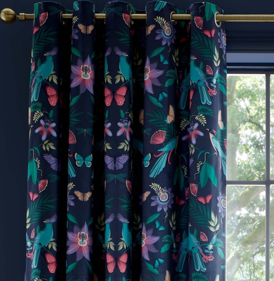 Modré závěsy v sadě 2 ks 117x229 cm Mya Tropical Bird – Catherine Lansfield Catherine Lansfield