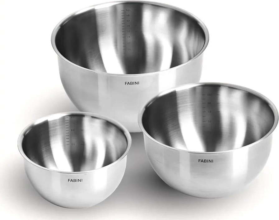 Nerezové mísy v sadě 3 ks ve stříbrné barvě ø 24 cm Lucca 3.0 – FABINI Fabini