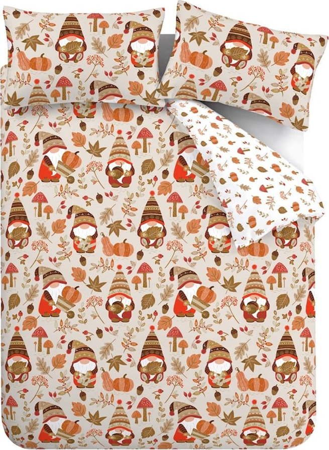 Oranžové/hnědé povlečení na dvoulůžko 200x200 cm Woodland Gonks – Catherine Lansfield Catherine Lansfield
