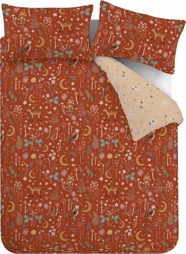 Povlečení na dvoulůžko v cihlové barvě 200x200 cm Enchanted Twilight Animals – Catherine Lansfield Catherine Lansfield
