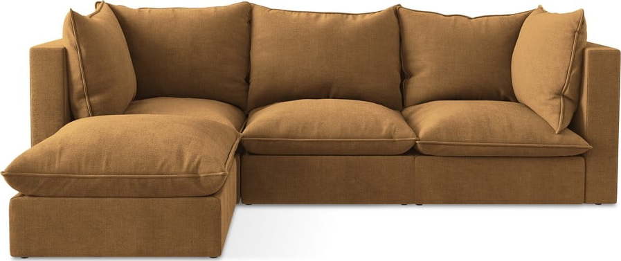 Rohová pohovka v terakotové barvě (levý roh/s lenoškou) Manao – Makamii Makamii