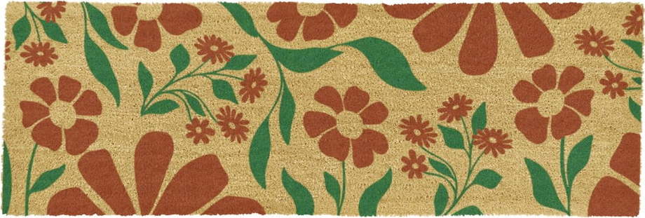 Rohožka z kokosového vlákna 40x120 cm Red & Green Floral – Artsy Doormats Artsy Doormats