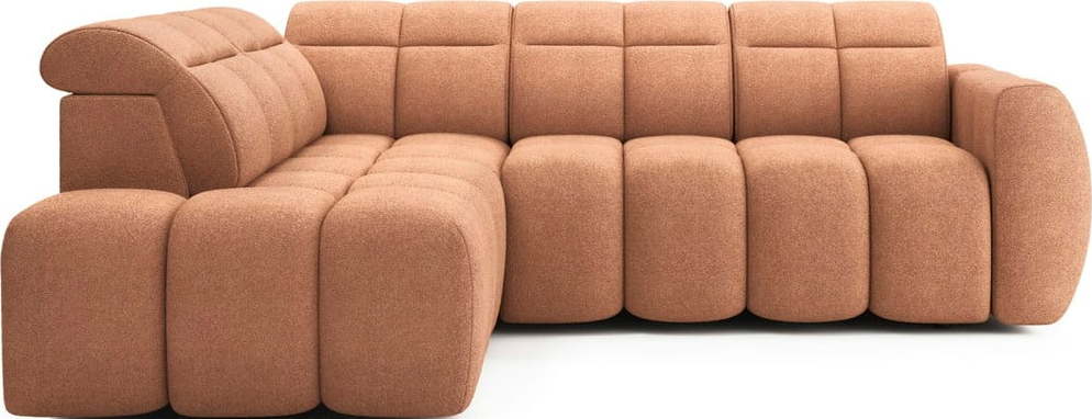 Rozkládací/s úložným prostorem rohová pohovka z textilie bouclé v lososové barvě (levý roh/do L) Falconn – ELTAP ELTAP