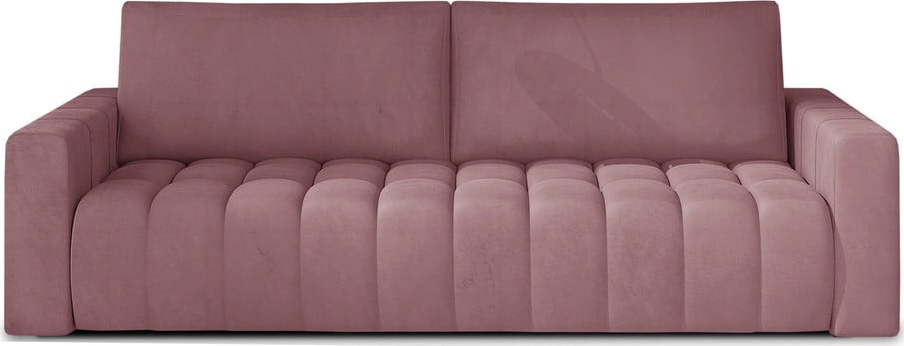 Růžová sametová rozkládací/s úložným prostorem pohovka 247 cm Lazaro – ELTAP ELTAP