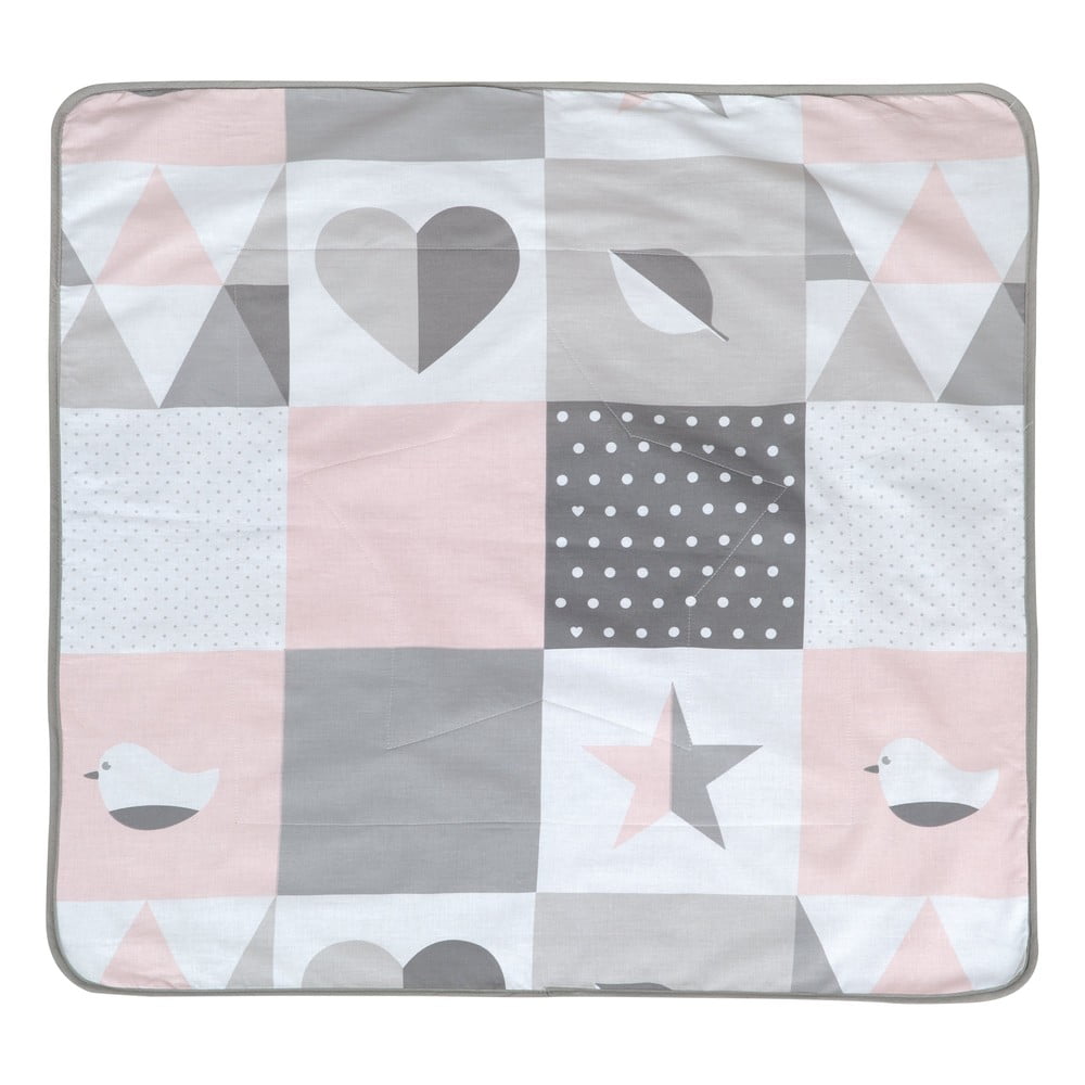 Růžová/šedá dětská deka z mikroplyše 80x80 cm Happy Patch – Roba Roba