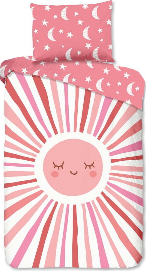 Růžové bavlněné dětské povlečení na jednolůžko 140x200 cm Sunny – Good Morning GOOD MORNING