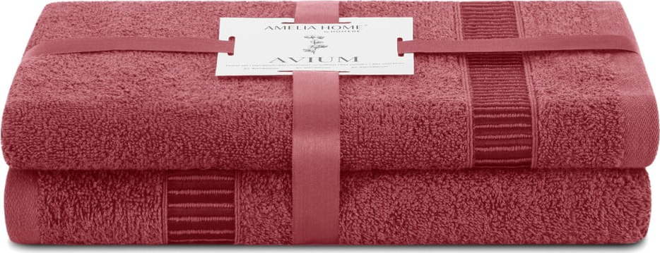 Růžové froté bavlněné ručníky a osušky v sadě 2 ks Avium – Restilo Restilo