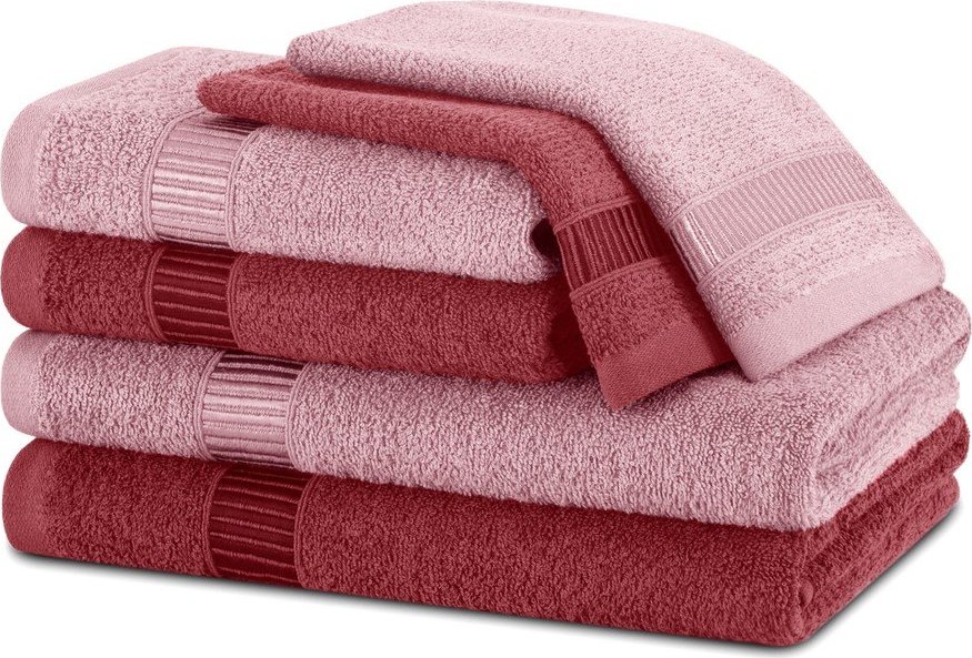 Růžové froté bavlněné ručníky a osušky v sadě 6 ks Avium – Restilo Restilo