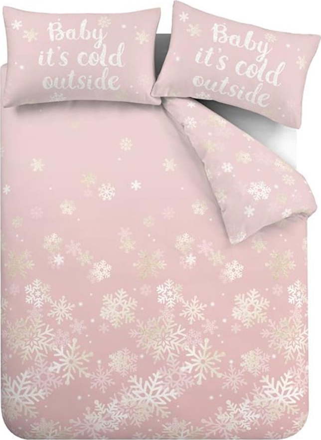 Růžové povlečení na dvoulůžko/prodloužené 230x220 cm Baby It's Cold Outside – Catherine Lansfield Catherine Lansfield