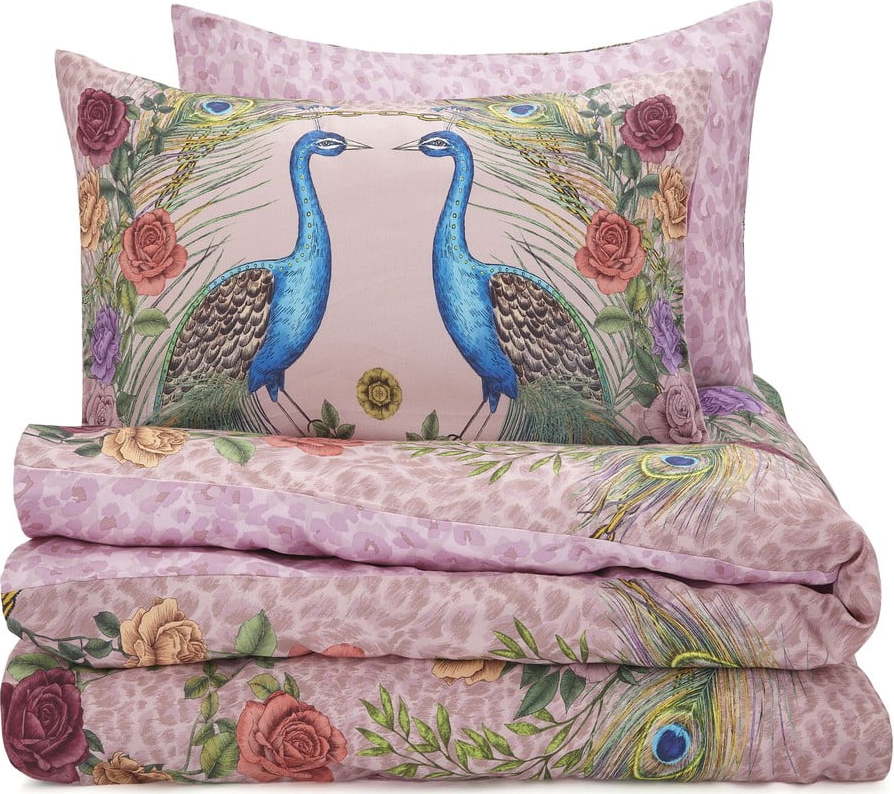Růžové povlečení na dvoulůžko/prodloužené z bavlněného saténu 230x220 cm Xanadu Peacock – Matthew Williamson Matthew Williamson