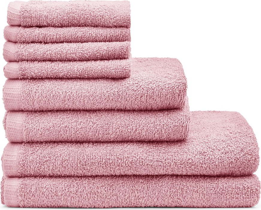 Růžové rychleschnoucí/froté bavlněné ručníky a osušky v sadě 8 ks Quick Dry – Catherine Lansfield Catherine Lansfield