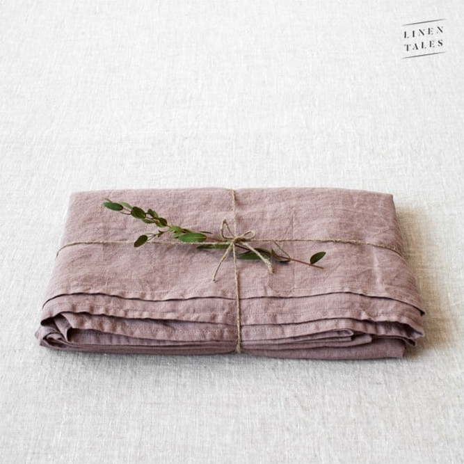 Růžovo-hnědé lněné prostěradlo 180x260 cm Ashes of Roses – Linen Tales Linen Tales