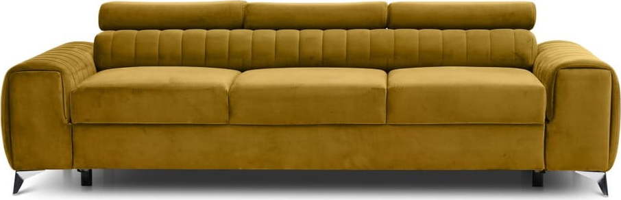 Sametová rozkládací pohovka v hořčicové barvě 261 cm Laurence – ELTAP ELTAP