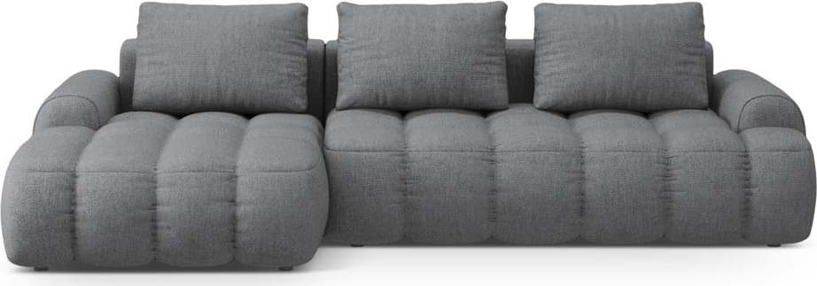 Šedá rozkládací/s úložným prostorem rohová pohovka (levý roh/s lenoškou) Linz – Cosmopolitan Design Cosmopolitan design