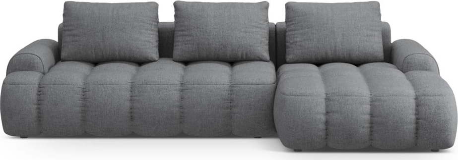 Šedá rozkládací/s úložným prostorem rohová pohovka (pravý roh/s lenoškou) Linz – Cosmopolitan Design Cosmopolitan design