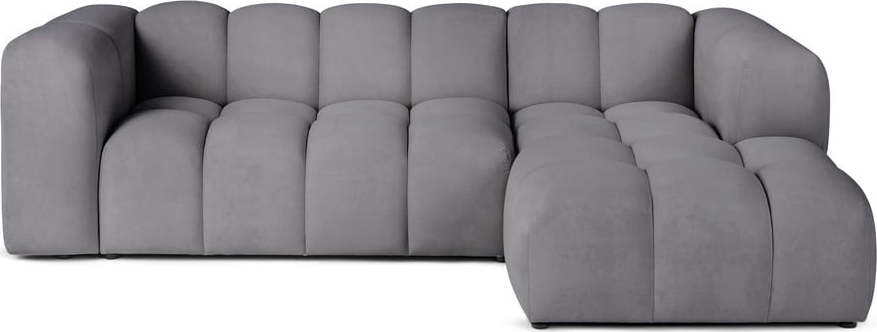 Šedá sametová rohová pohovka (pravý roh/s lenoškou) Cube – Bonami Selection Bonami Selection