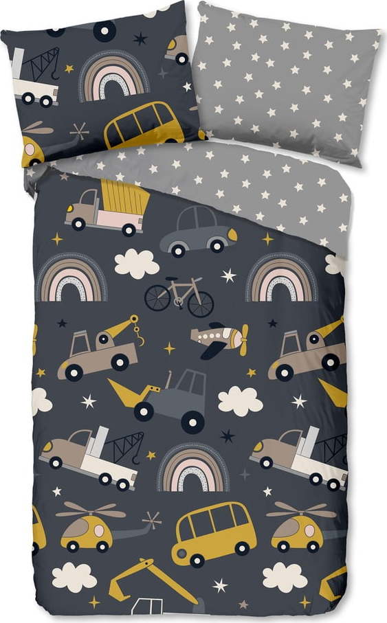 Šedé bavlněné dětské povlečení na jednolůžko 140x200 cm Rush – Good Morning GOOD MORNING