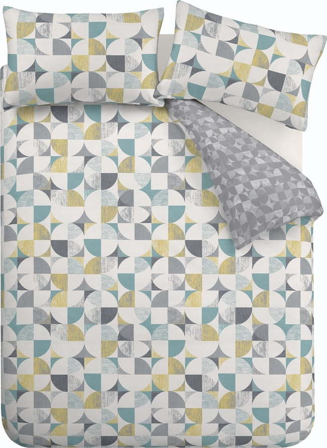 Šedé povlečení na jednolůžko 135x200 cm Retro Circles – Catherine Lansfield Catherine Lansfield