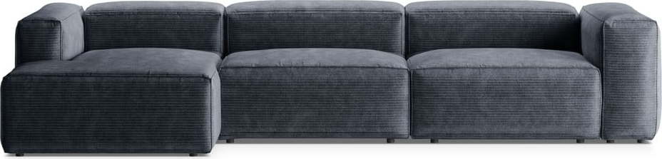 Šedomodrá manšestrová rohová pohovka (levý roh/s lenoškou) Bergano – Cosmopolitan Design Cosmopolitan design