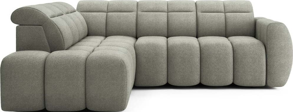 Šedozelená rozkládací/s úložným prostorem rohová pohovka z textilie bouclé (levý roh/do L) Falconn – ELTAP ELTAP