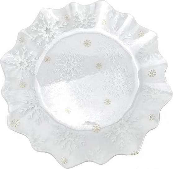 Servírovací skleněný talíř s vánočním motivem ø 19