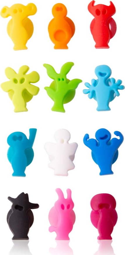 Silikonové rozlišovače na sklenice v sadě Paty people – VacuVin Vacuvin