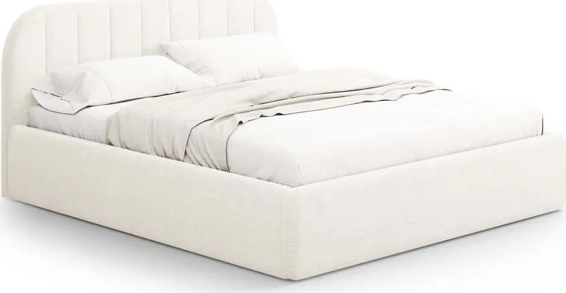 Slonovinová čalouněná dvoulůžková postel s úložným prostorem s roštem Juno – Windsor & Co Sofas