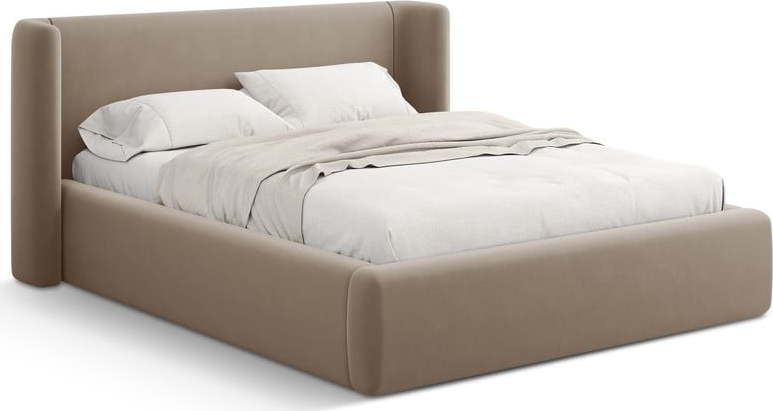 Světle hnědá čalouněná dvoulůžková postel s úložným prostorem s roštem 160x200 cm Jason – Windsor & Co Sofas Windsor & Co Sofas