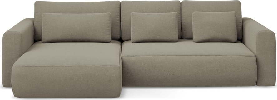 Světle hnědá rozkládací/s úložným prostorem rohová pohovka (levý roh/s lenoškou) Kapua – Makamii Makamii