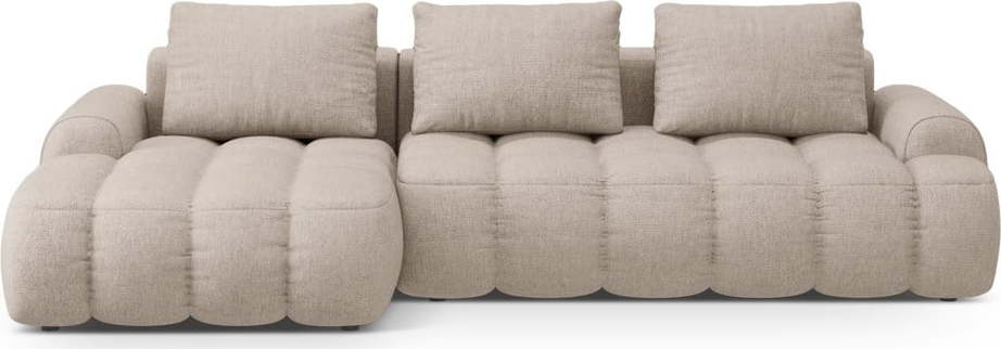 Světle hnědá rozkládací/s úložným prostorem rohová pohovka (levý roh/s lenoškou) Linz – Cosmopolitan Design Cosmopolitan design