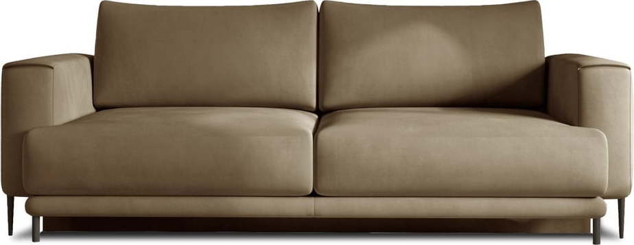 Světle hnědá sametová rozkládací/s úložným prostorem pohovka 260 cm Dalia – ELTAP ELTAP