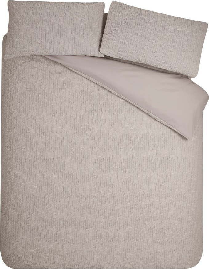 Světle hnědé krepové povlečení na dvoulůžko/prodloužené 230x220 cm Crinkle Seersucker – Catherine Lansfield Catherine Lansfield