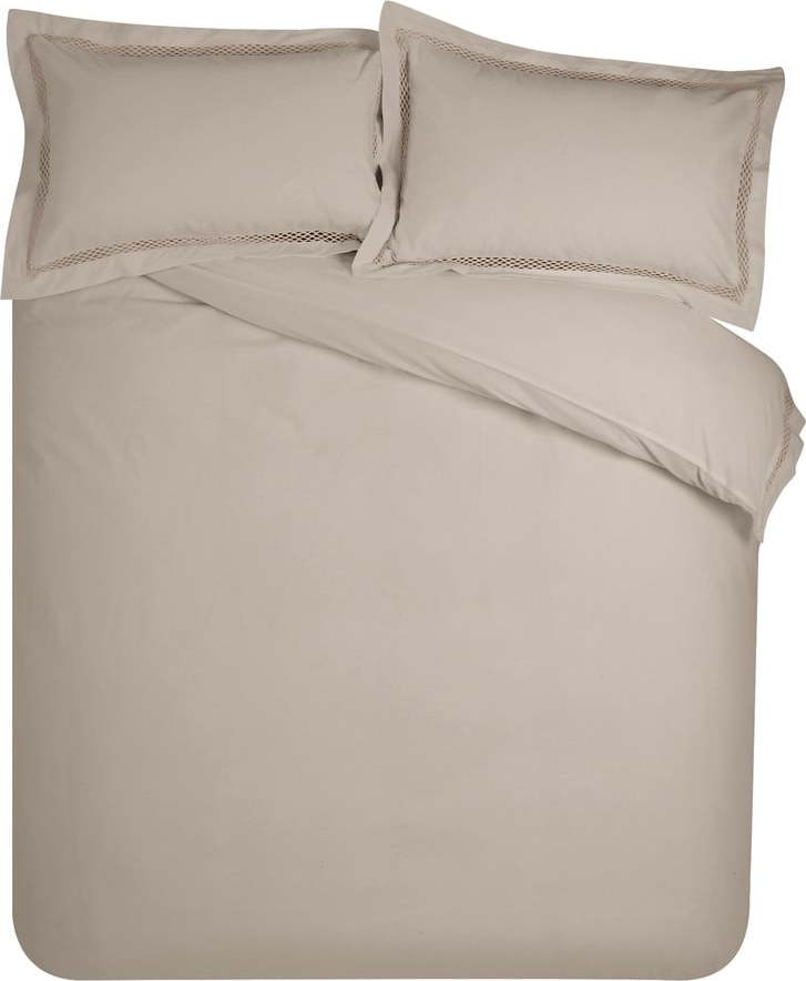 Světle hnědé povlečení na dvoulůžko 200x200 cm Classic Lattice Lace – Catherine Lansfield Catherine Lansfield