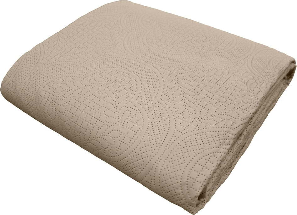 Světle hnědý set přehozu a povlaku na polštář z mikrovlákna 240x260 cm Romane – douceur d'intérieur Douceur d intérieur