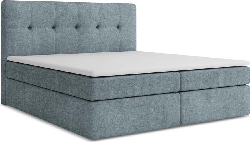 Světle modrá boxspring postel s úložným prostorem 140x200 cm Palta – Makamii Makamii