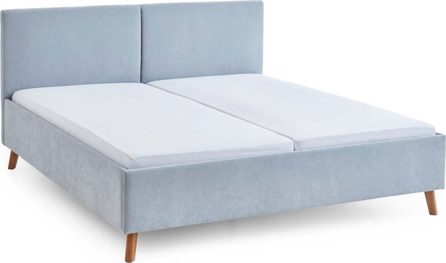 Světle modrá čalouněná dvoulůžková postel s roštem 160x200 cm Piano – Meise Möbel Meise Möbel