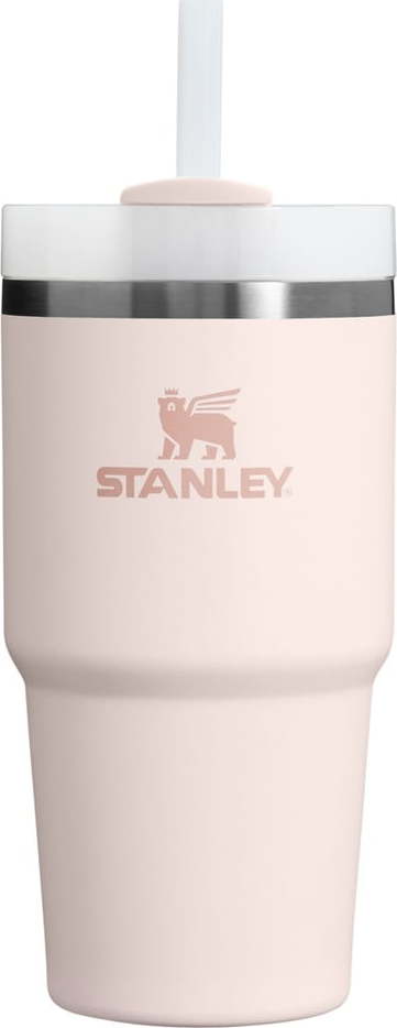 Světle růžová termoska s brčkem 600 ml Quencher H2.O FlowState – Stanley Stanley