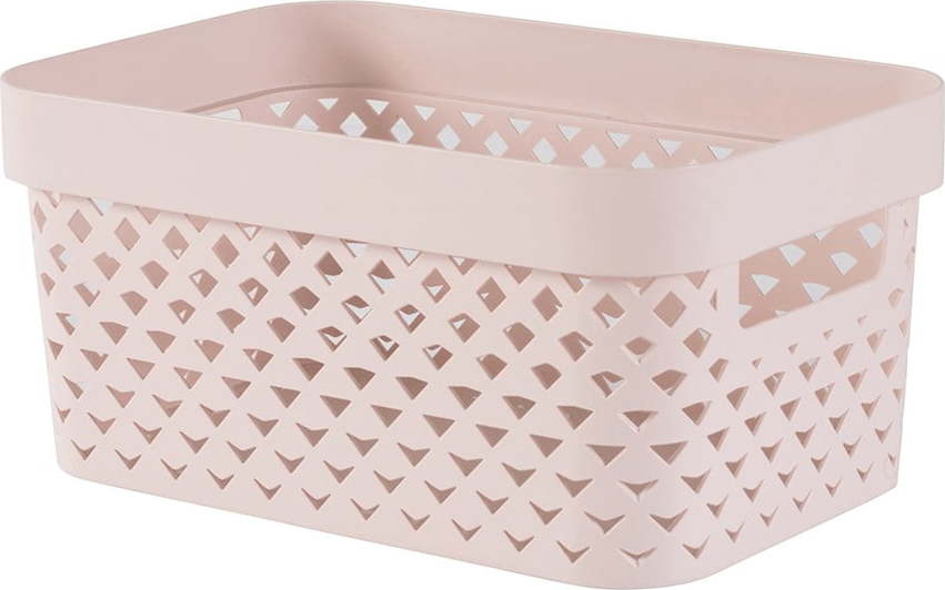 Světle růžový plastový úložný box 26x17