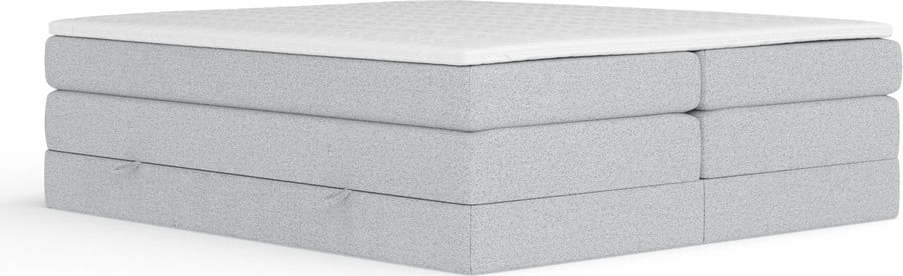 Světle šedá boxspring postel s úložným prostorem/bez čela 200x200 cm Juniper – Maison de Rêve Maison de Reve