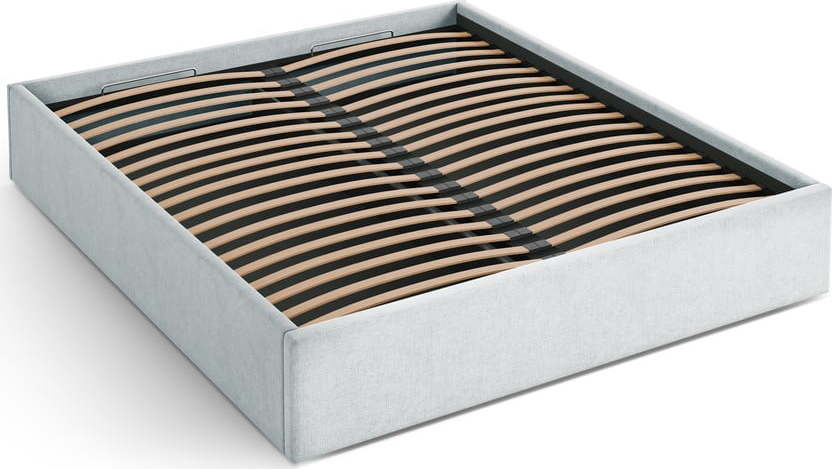 Světle šedá čalouněná dvoulůžková postel s úložným prostorem/bez čela s roštem 200x200 cm Susan – Micadoni Micadoni