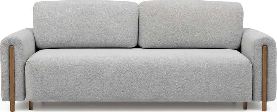 Světle šedá rozkládací/s úložným prostorem pohovka z textilie bouclé 244 cm Arcadova – ELTAP ELTAP